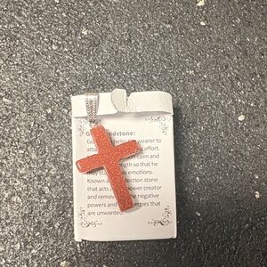 Gold Sandstone Cross Pendant Necklace